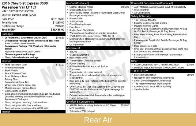 2016 Chevrolet Express Passenger 3500 LT