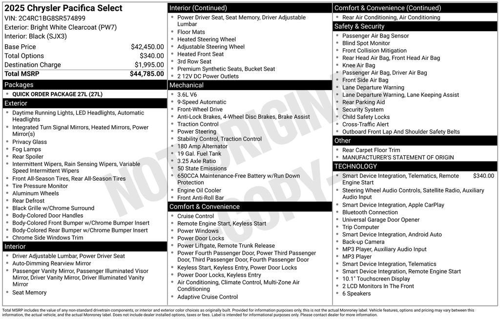 2025 Chrysler Pacifica Select