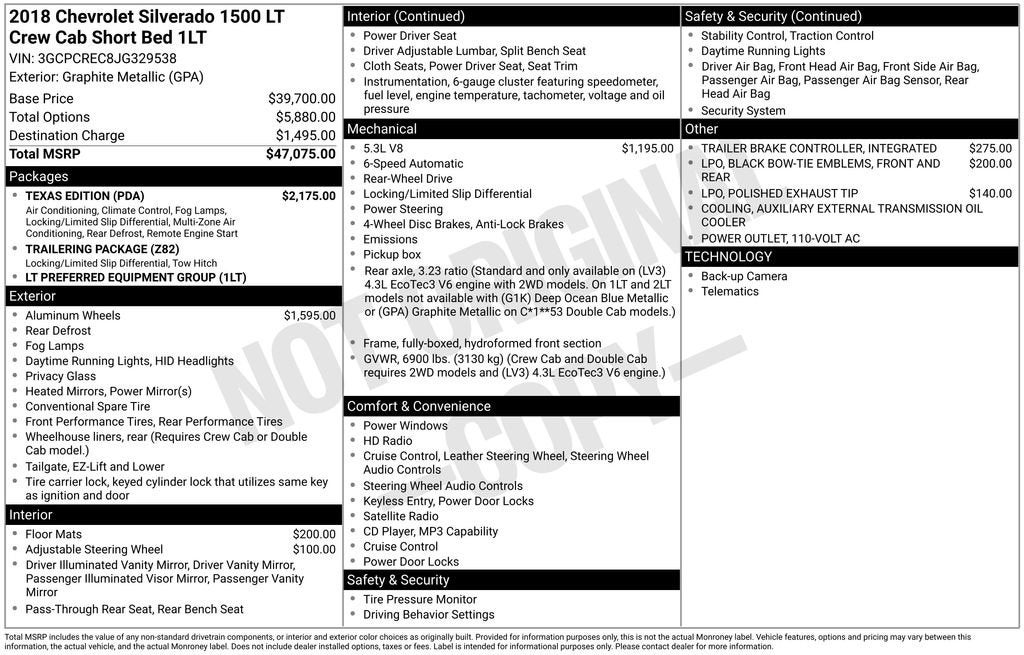 2018 Chevrolet Silverado 1500 LT