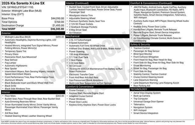 2026 Kia Sorento X-Line SX