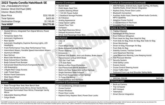 2023 Toyota Corolla Hatchback SE