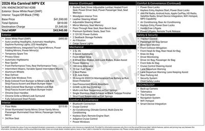 2026 Kia Carnival MPV EX