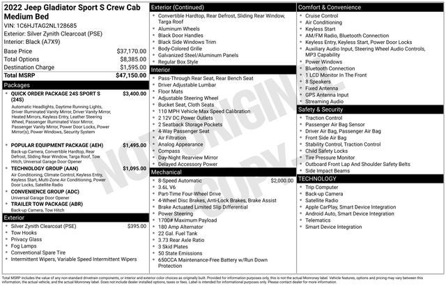 2022 Jeep Gladiator Sport