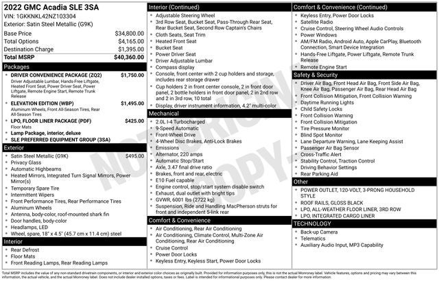 2022 GMC Acadia SLE