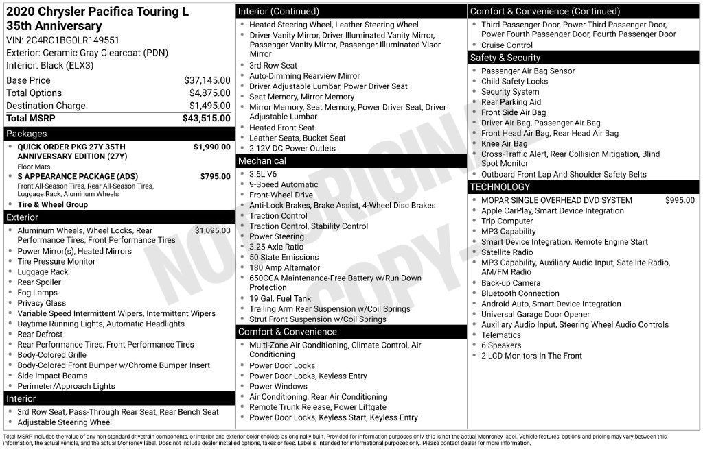 2020 Chrysler Pacifica Touring L