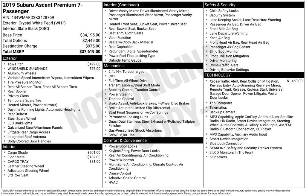 2019 Subaru Ascent Premium