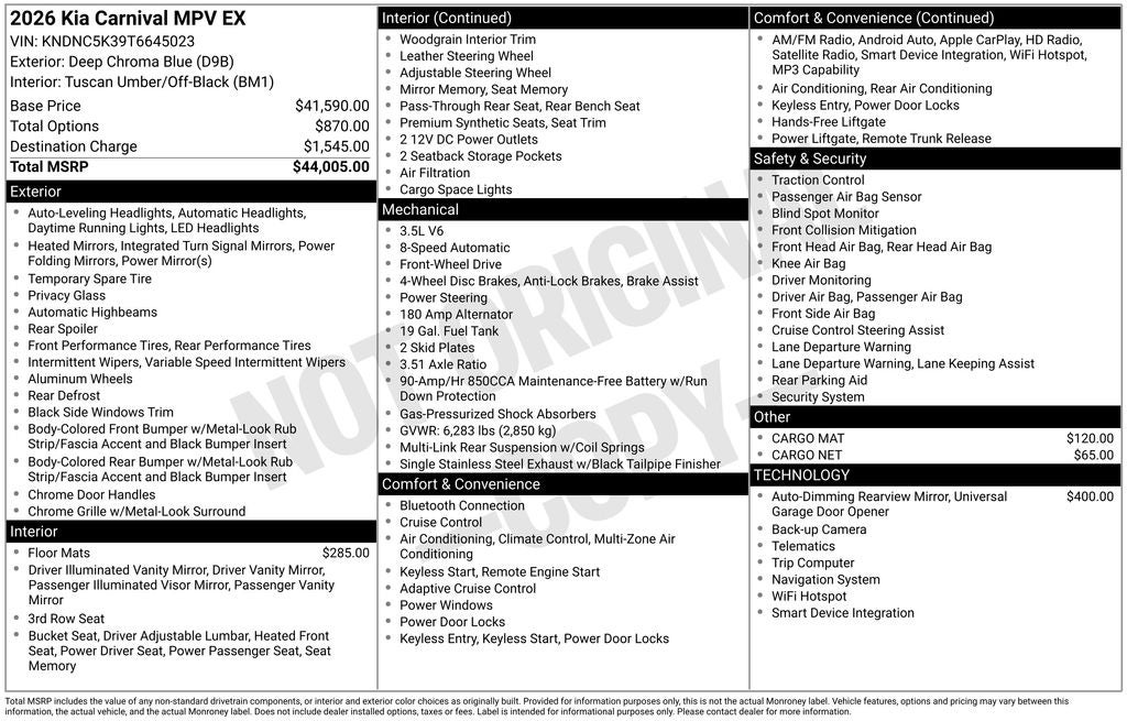 2026 Kia Carnival EX