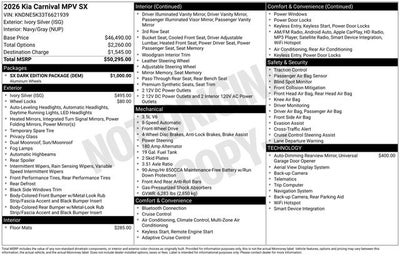 2026 Kia Carnival SX