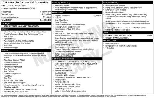 2017 Chevrolet Camaro SS 1SS