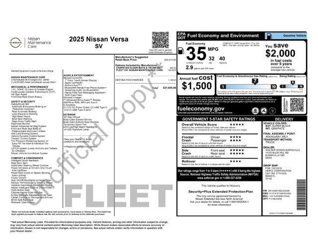 2025 Nissan Versa 1.6 SV