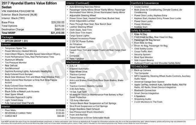 2017 Hyundai Elantra Value Edition