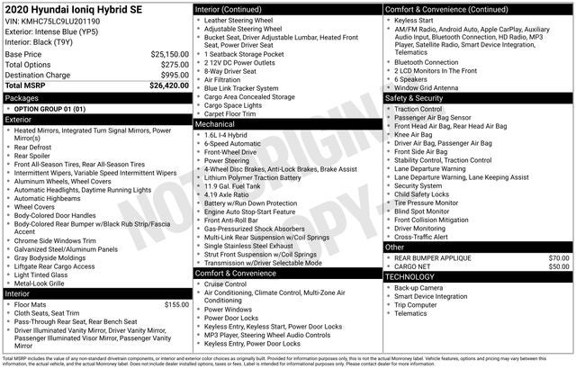 2020 Hyundai Ioniq Hybrid SE