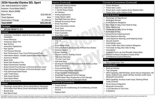 2026 Hyundai Elantra SEL Sport
