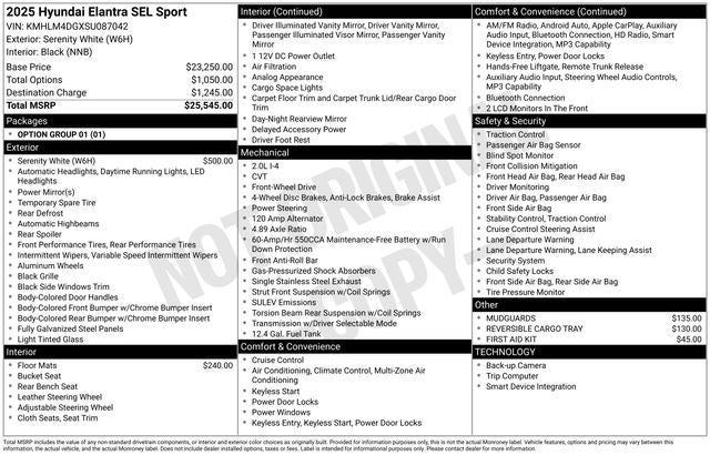 2025 Hyundai Elantra SEL Sport