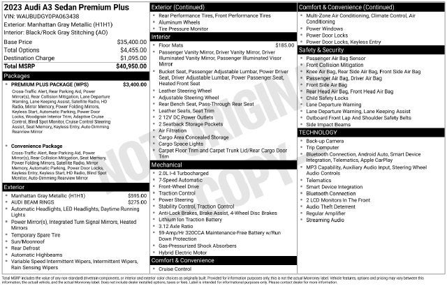 2023 Audi A3 Premium Plus