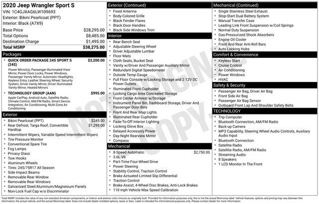 2020 Jeep Wrangler Sport S