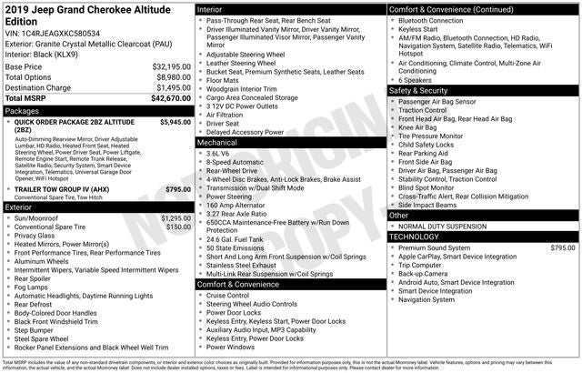 2019 Jeep Grand Cherokee Altitude 4x2