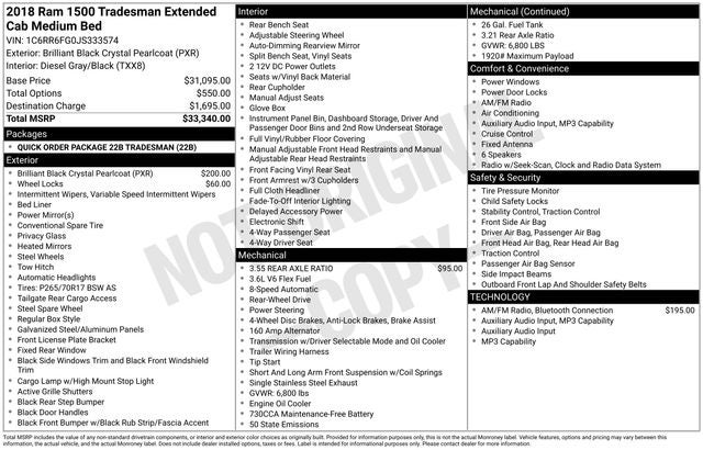 2018 RAM 1500 Tradesman Quad Cab 4x2 6'4' Box