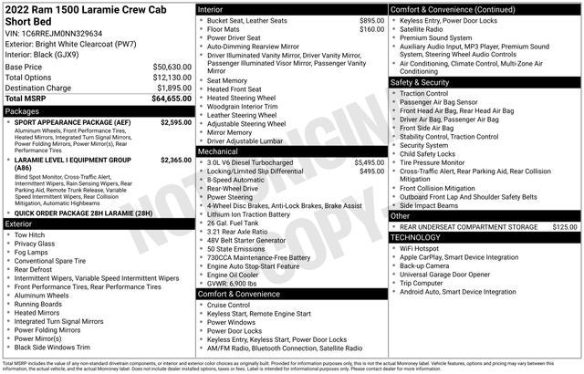2022 RAM 1500 Laramie Crew Cab 4x2 5'7' Box