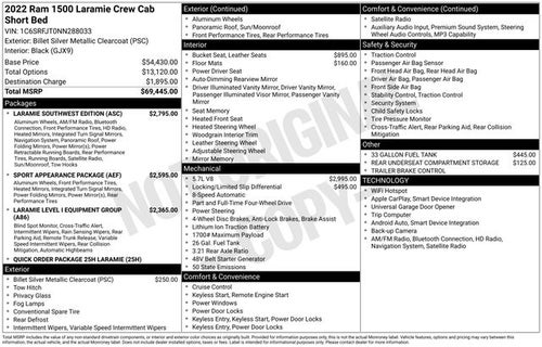 2022 RAM 1500 Laramie Crew Cab 4x4 5'7' Box