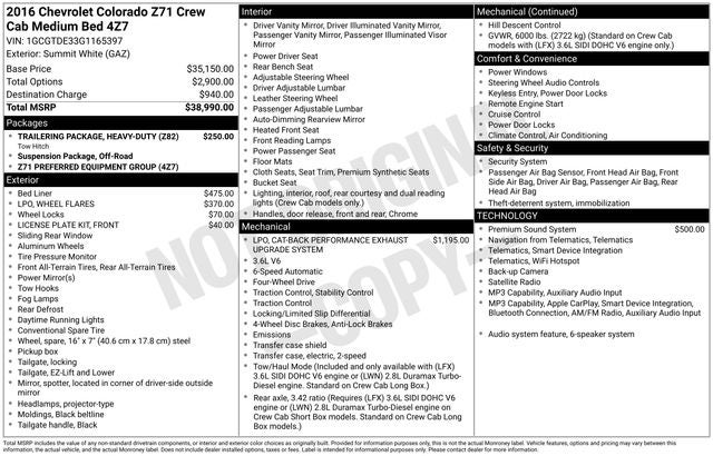 2016 Chevrolet Colorado Z71