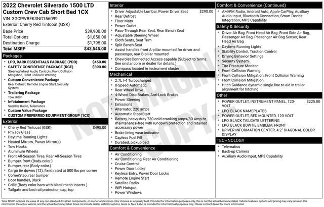 2022 Chevrolet Silverado 1500 LTD 2WD Crew Cab Short Bed Custom