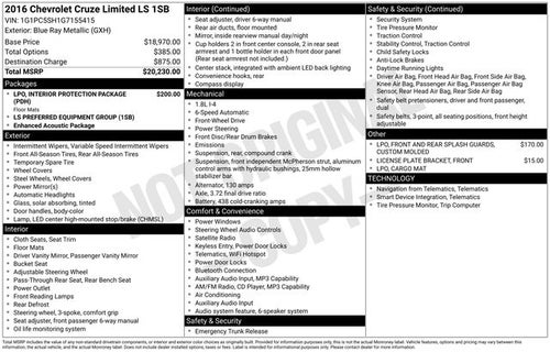 2016 Chevrolet Cruze Limited LS