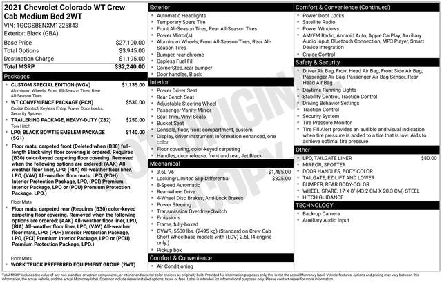 2021 Chevrolet Colorado Work Truck
