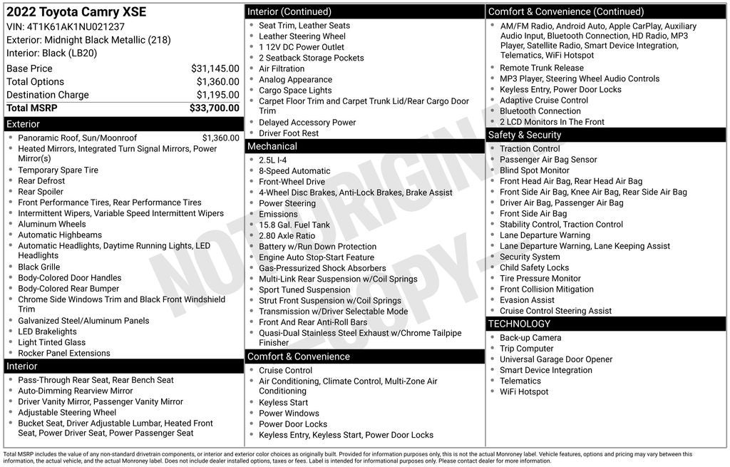 2022 Toyota Camry XSE
