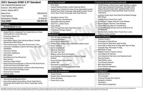 2021 Genesis GV80 3.5T