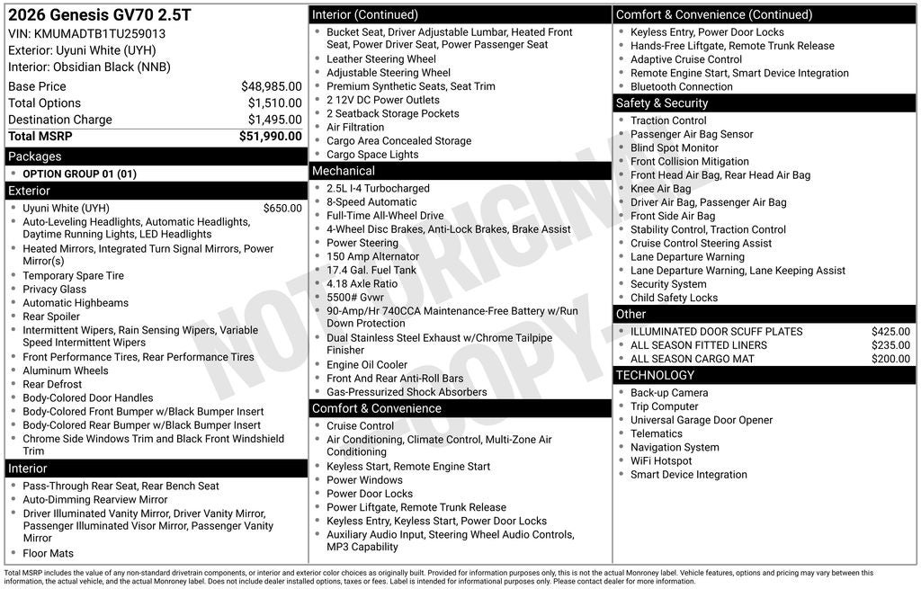 2026 Genesis GV70 2.5T