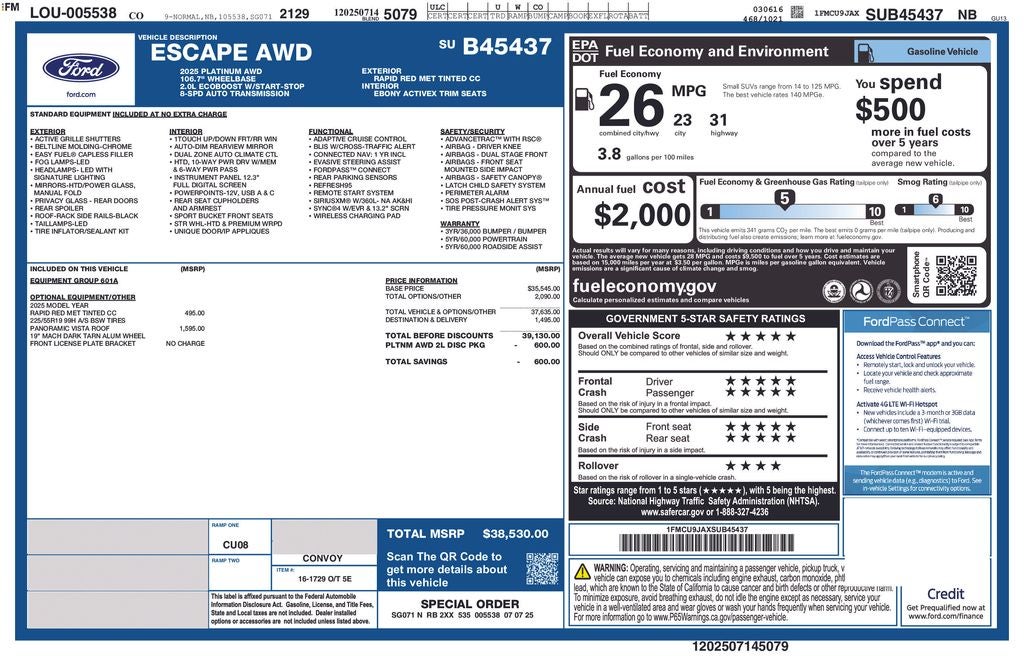 2025 Ford Escape Platinum