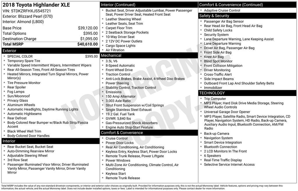 2018 Toyota Highlander Base