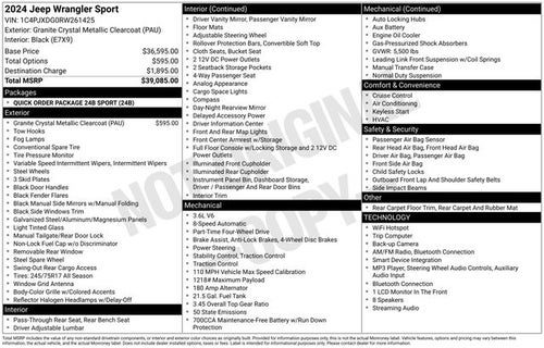 2024 Jeep Wrangler Sport