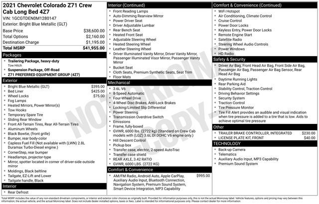 2021 Chevrolet Colorado Z71