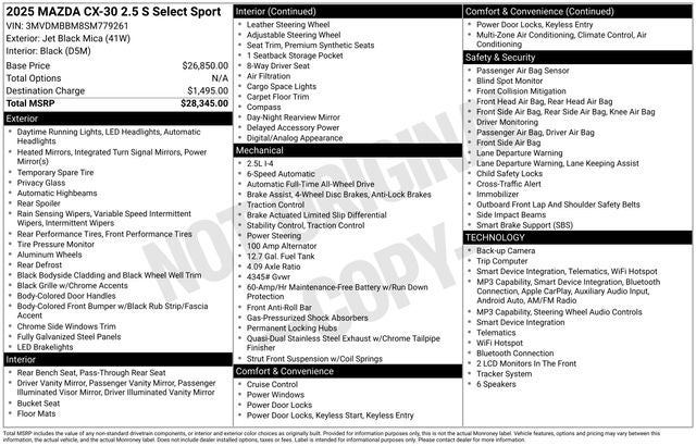 2025 Mazda Mazda CX-30 2.5 S Select Sport