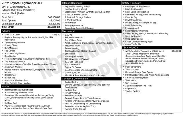 2022 Toyota Highlander XSE