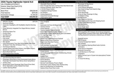 2026 Toyota Highlander Hybrid XLE