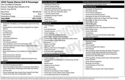 2026 Toyota Sienna XLE 8 Passenger