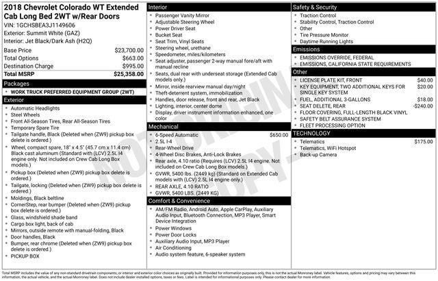 2018 Chevrolet Colorado Work Truck