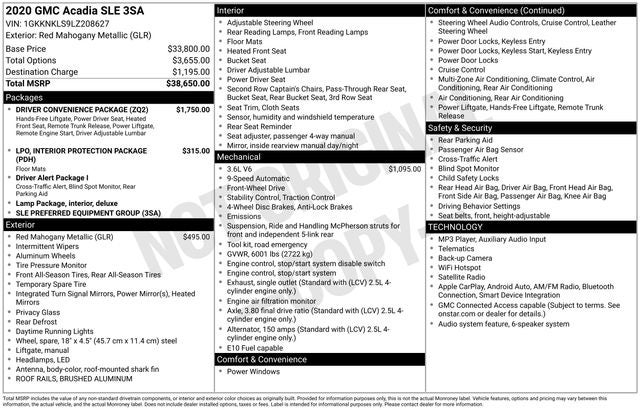 2020 GMC Acadia SLE